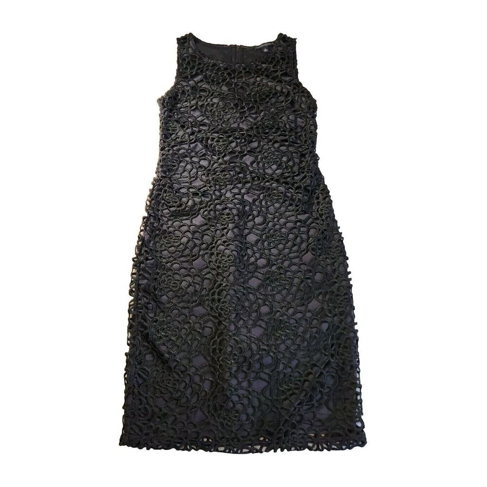 Banana Republic Women Size 0 Black Lace Overlay Sheath Dress